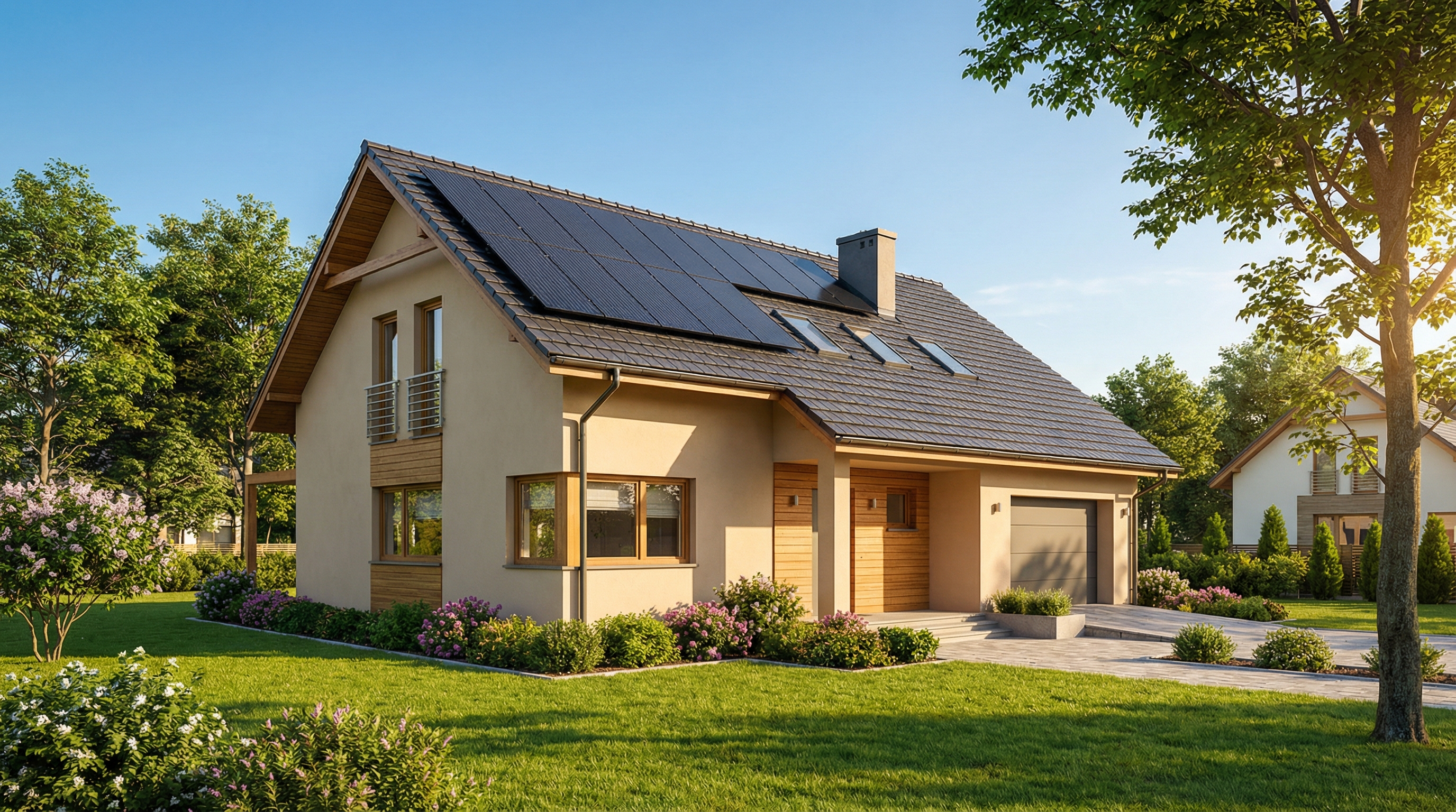 Instalacja fotowoltaiczna na dachu domu jednorodzinnego